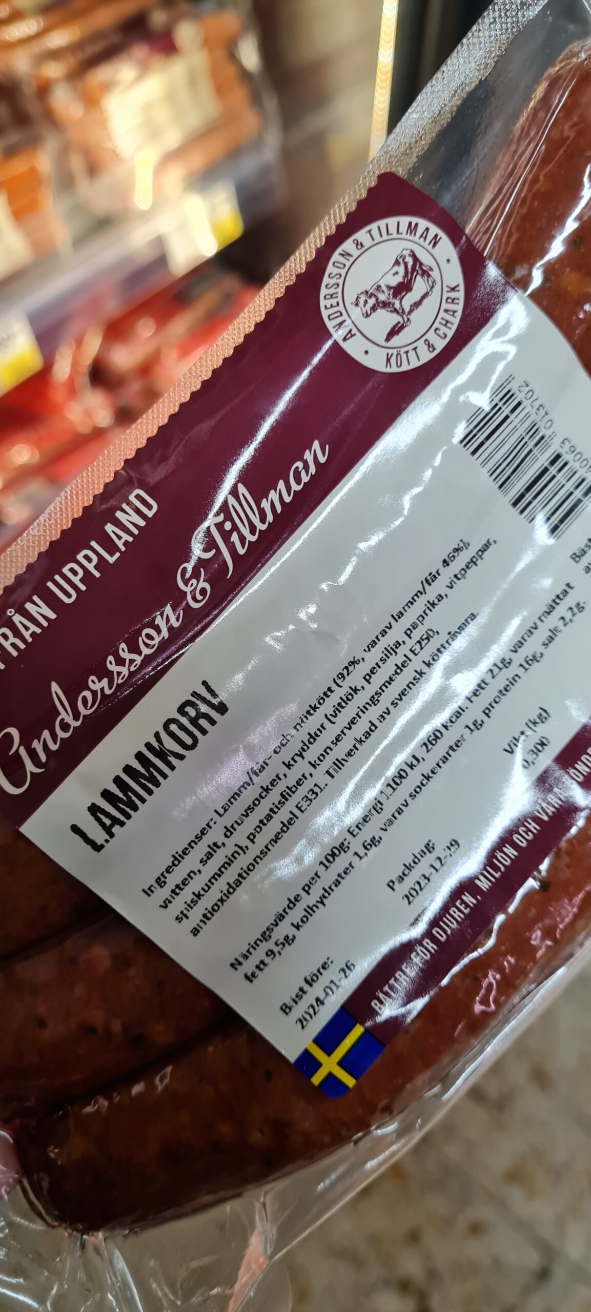Lammkorv från Andersson och Tillmans från Uppland